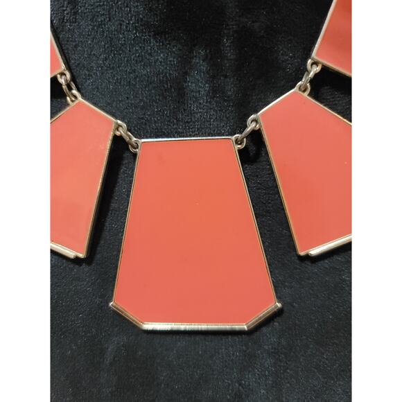 Women's Coral Geometric Statement Necklace with Lobster Clasp by Mark Avon - Picture 3 of 7